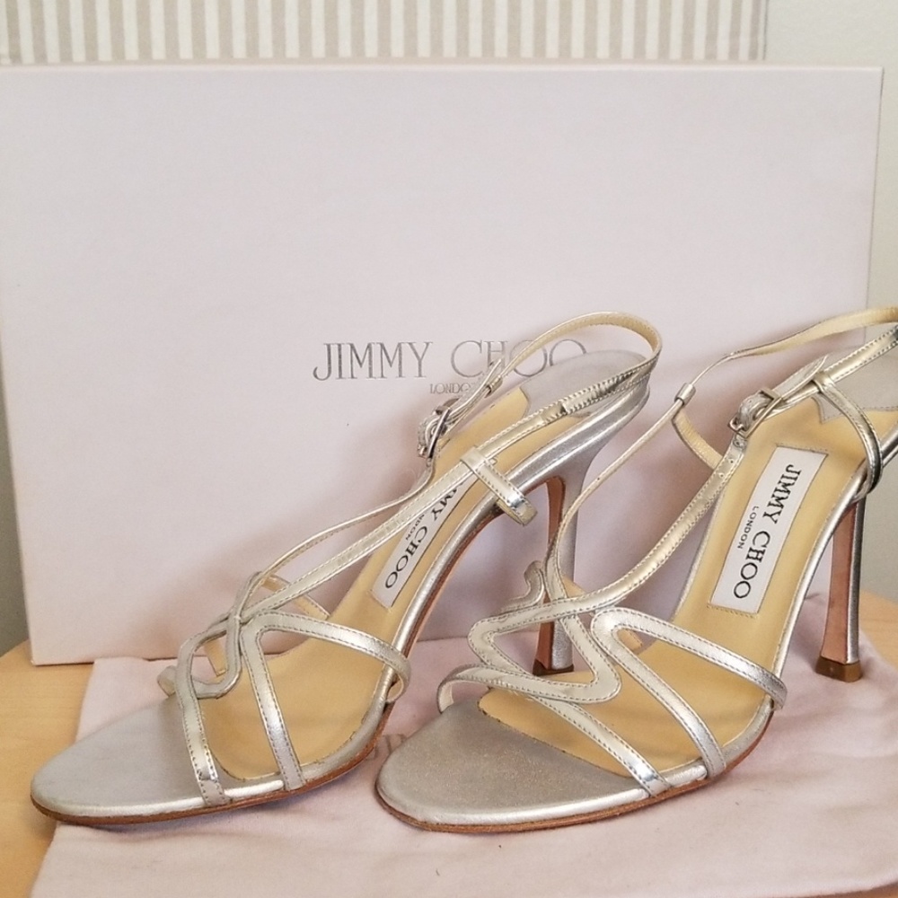Jimmy Choo Silver Strappy Heels